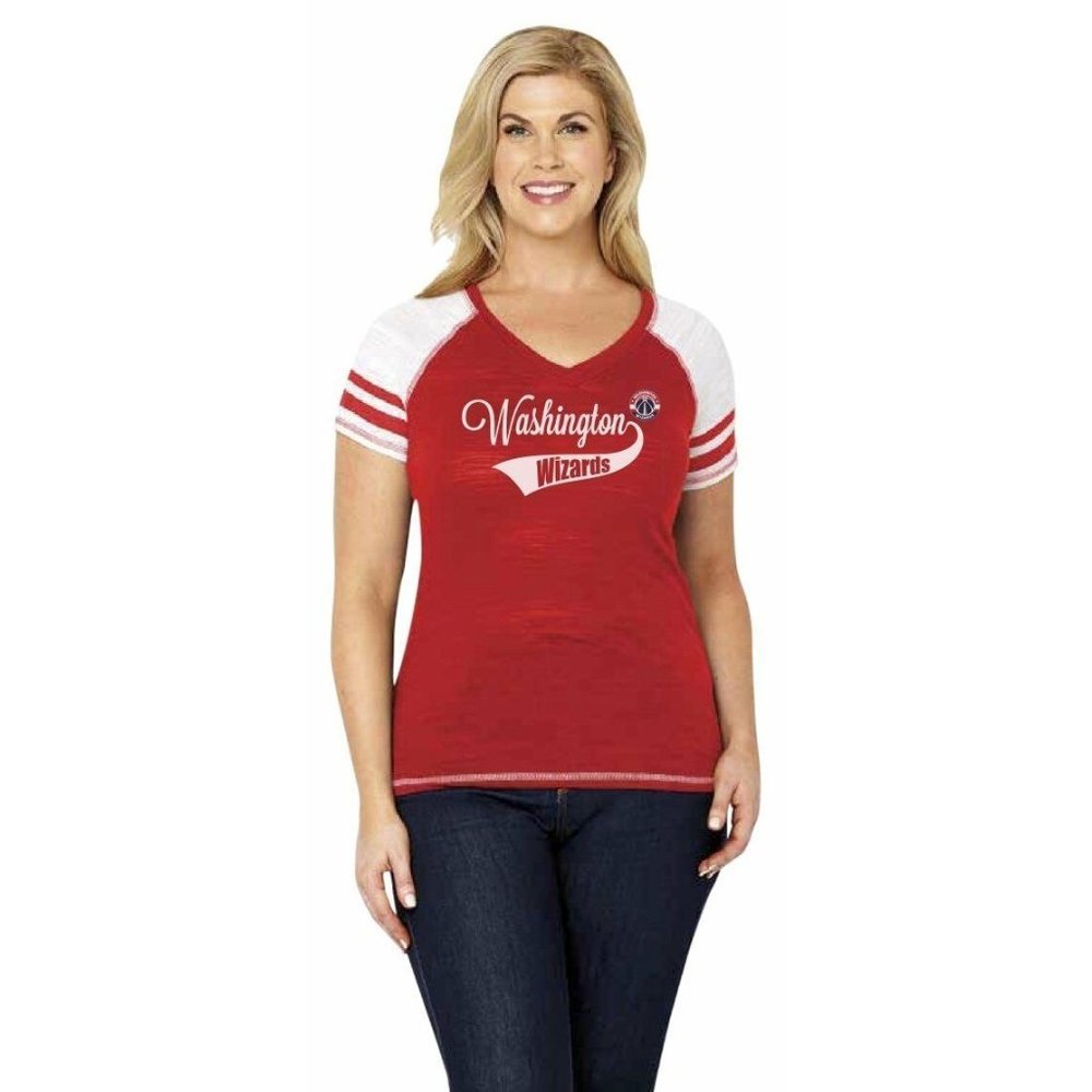 NBA Washington Wizards Plus Size Raglan T-Shirt, Soft Red/White 1X NEW